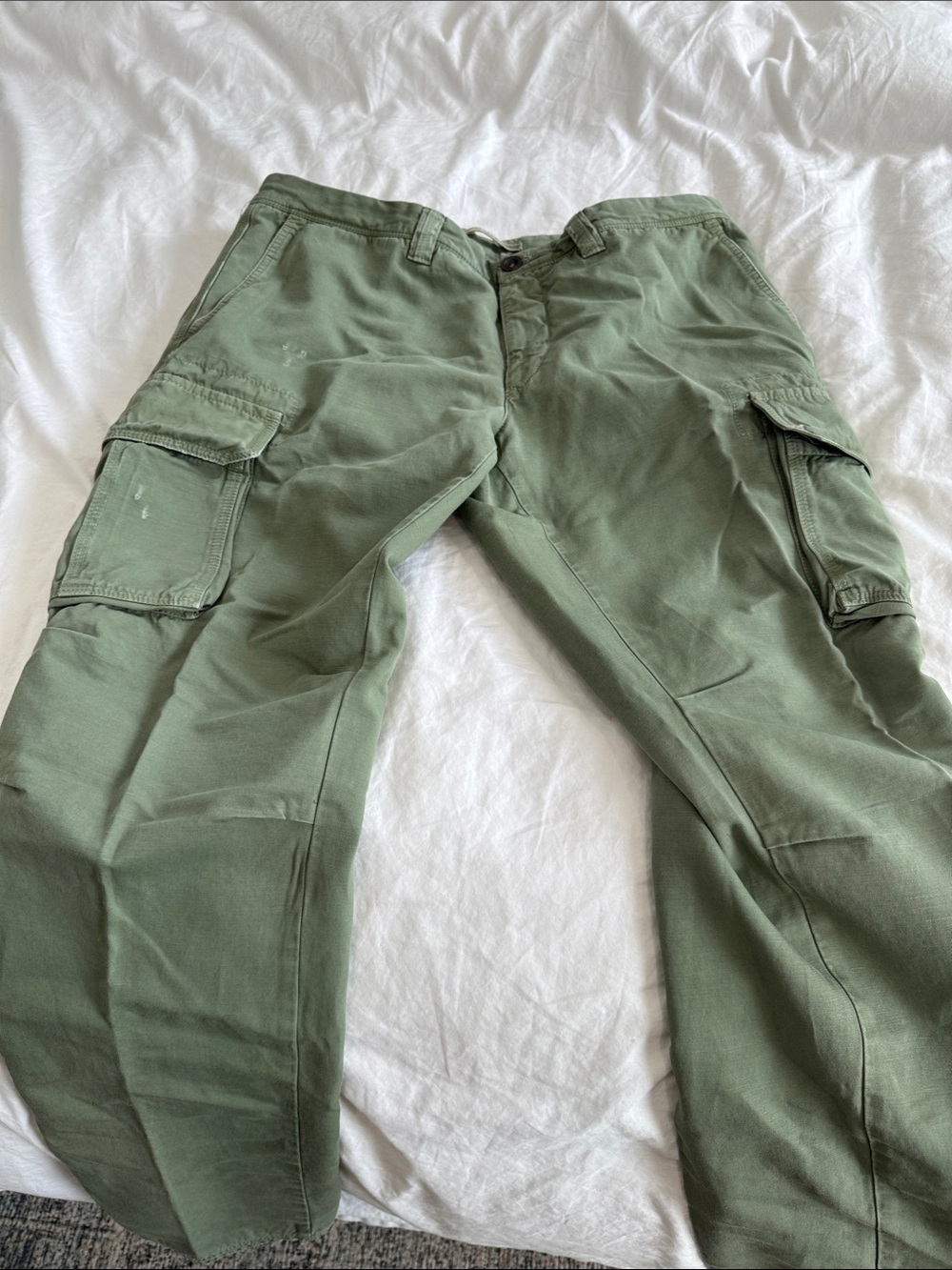 Incotex Fatigue Olive slightly distressed Green Cargo Trousers,runs 1 size small